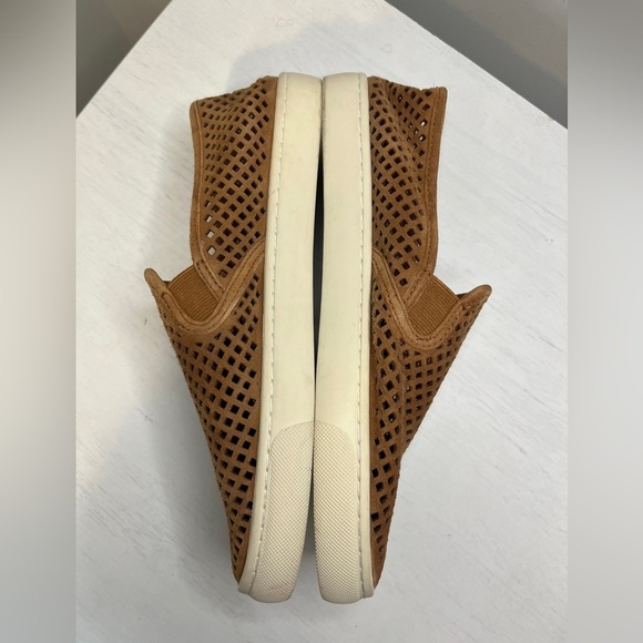 Tory Burch Jesse Suede Perforated Sneaker Tan Sz 9 Slip On - Picture 4 of 10